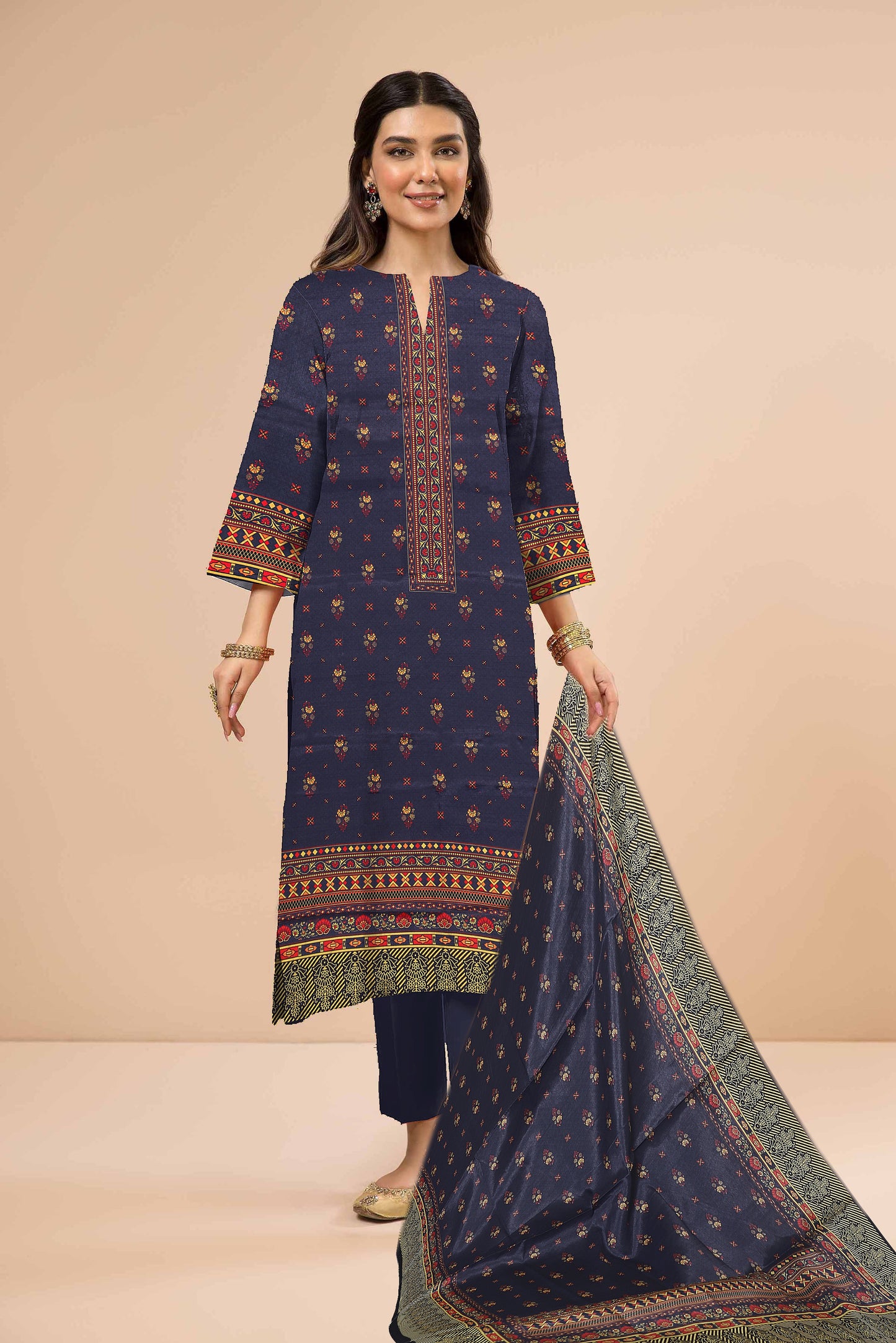 Digital Printed | Pure Silk Fabrics 2 Piece | Top and Dupatta | AB-35