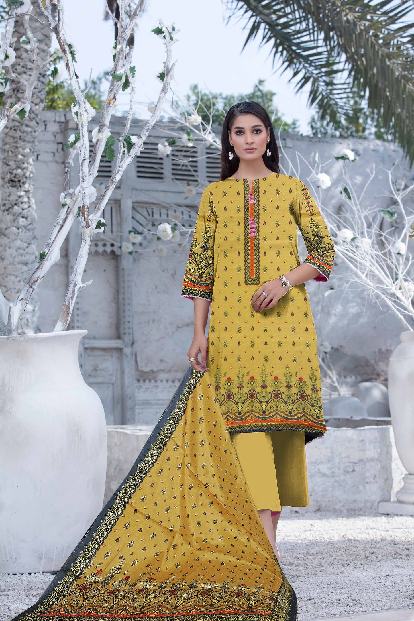 Digital Printed | Pure Silk Fabrics 2 Piece | Top and Dupatta | AB-36