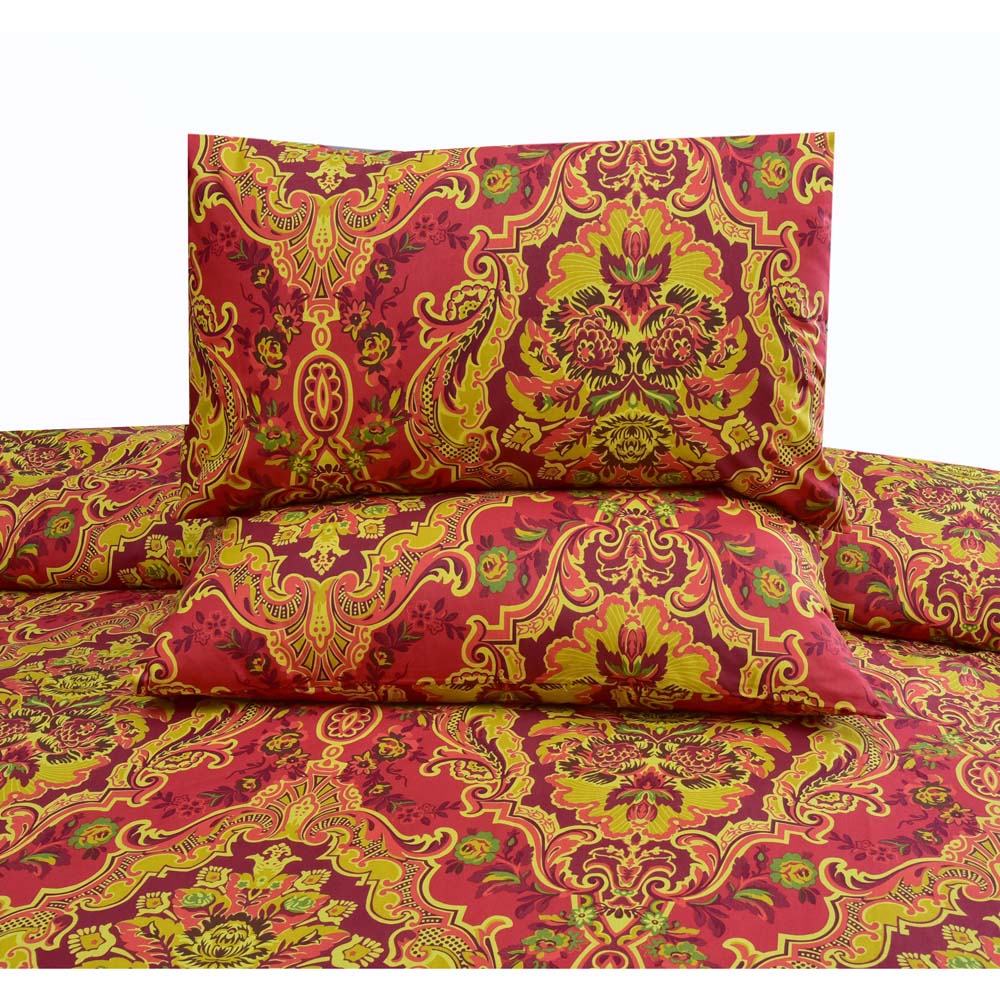 3 PCs Bed Sheet Red Musk - Polycotton