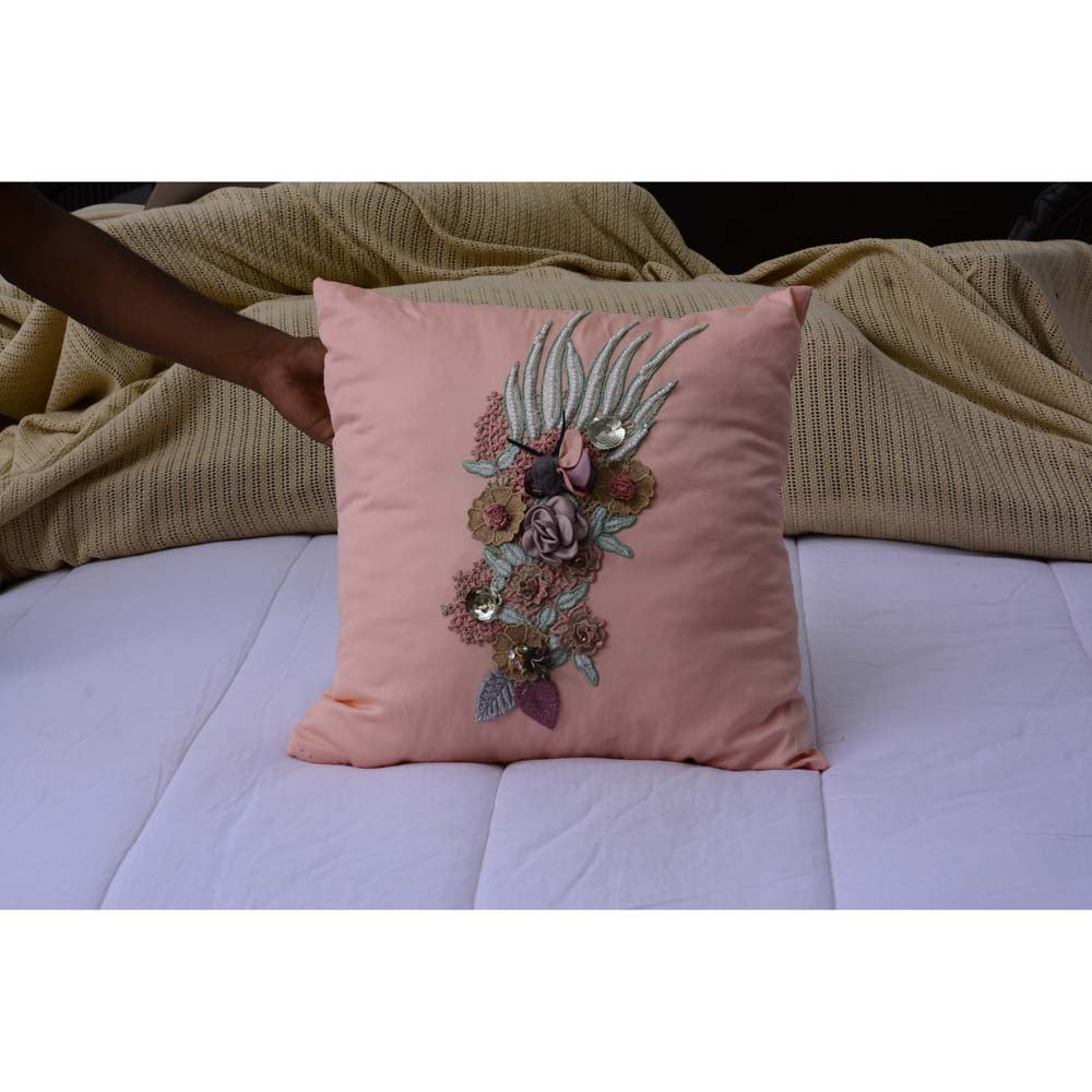 Peach Garden Sateen Fancy Cushion