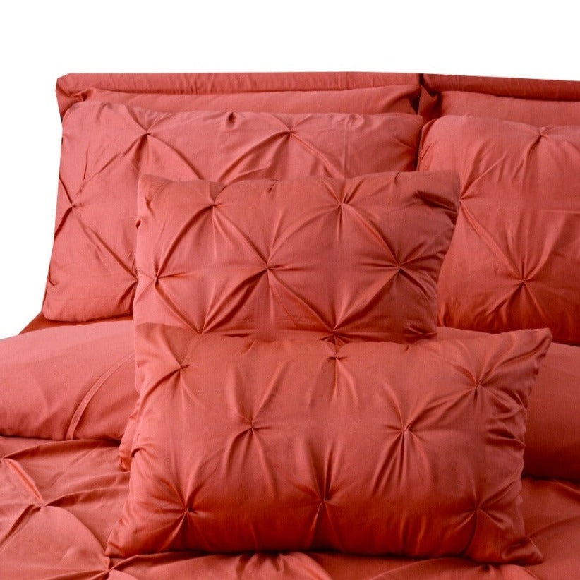 8 PCs Cotton Sateen Bed Sheet set Pintuck - Red