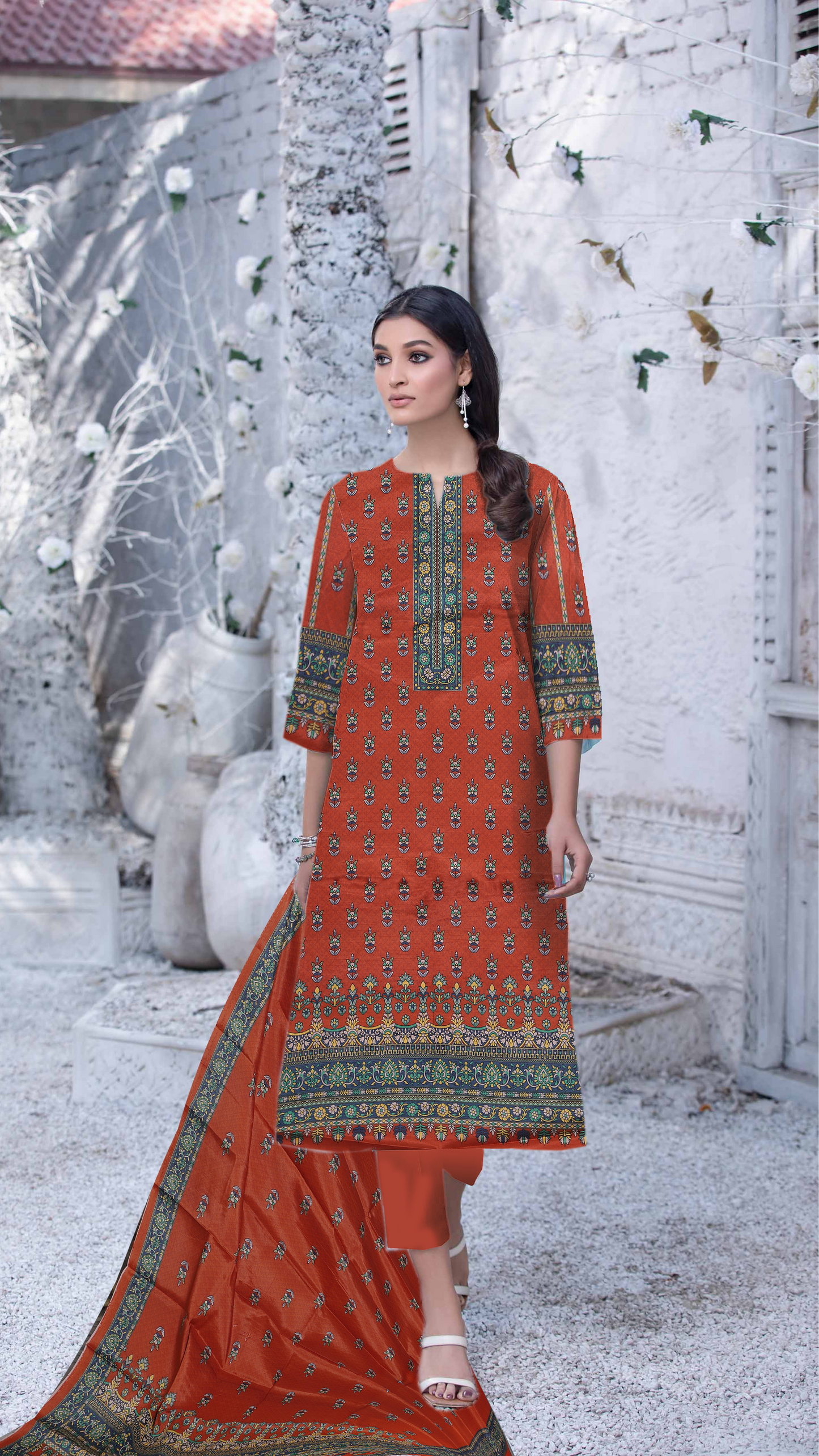 Digital Printed | Pure Silk Fabrics 2 Piece | Top and Dupatta | AB-32