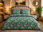 Green Flower 6 PC Duvet Cover Set