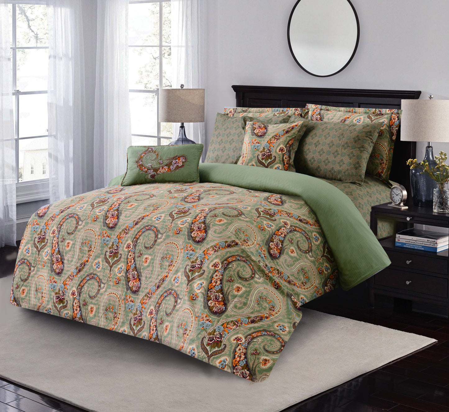 8 PCs Comforter Set Paisley -Cotton Sateen