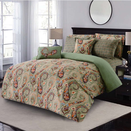 3 PCs Bed Spread Set Paisley - Cotton Sateen
