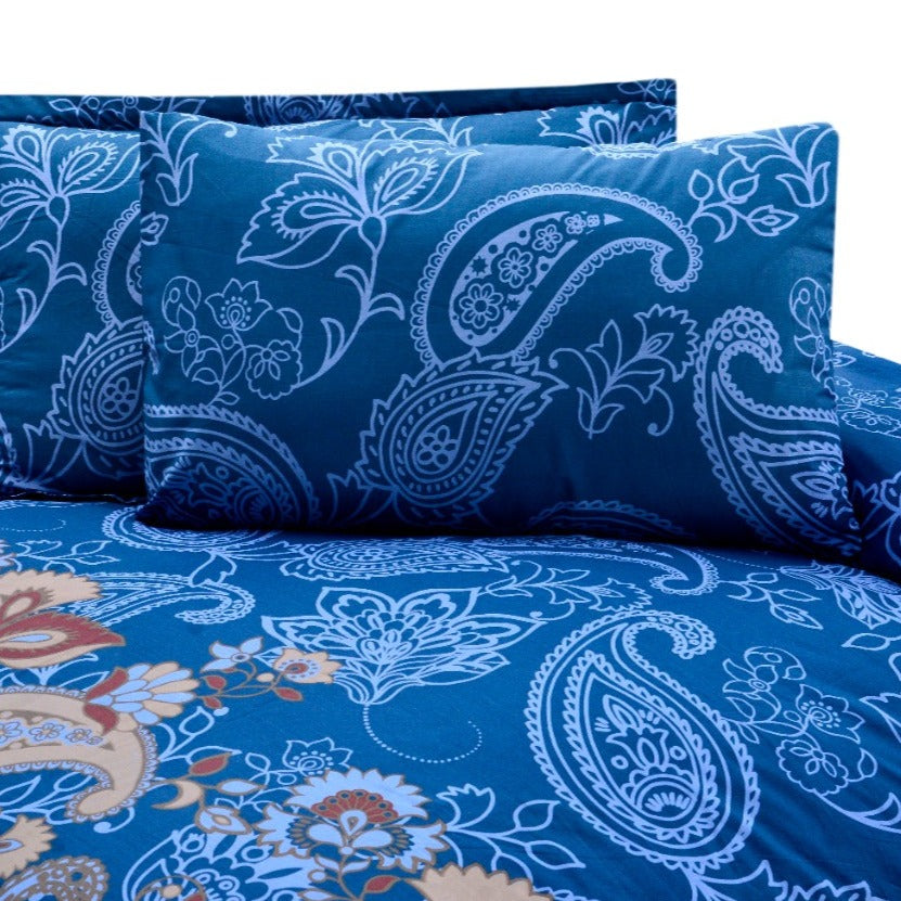 3 PCs Bed Sheet Set Echo Blue