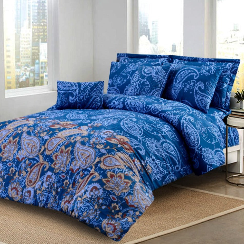 3 PCs Bed Sheet Set Echo Blue