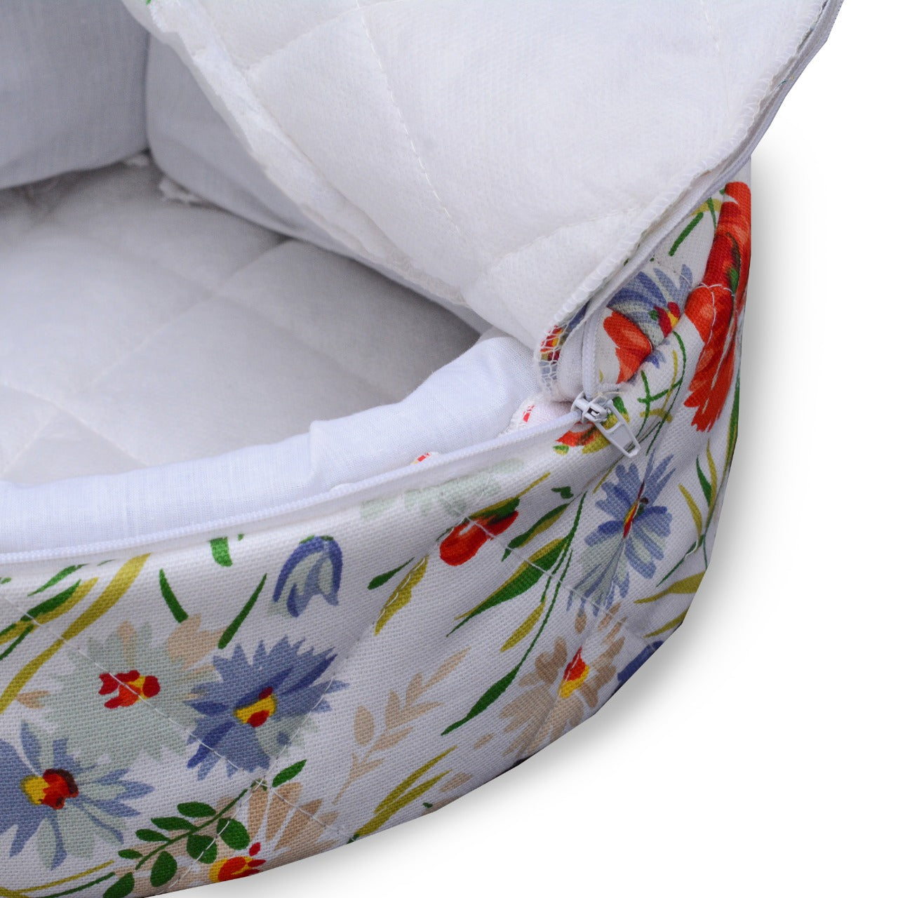 Kitchen Bread Basket Zipper Round- White Red