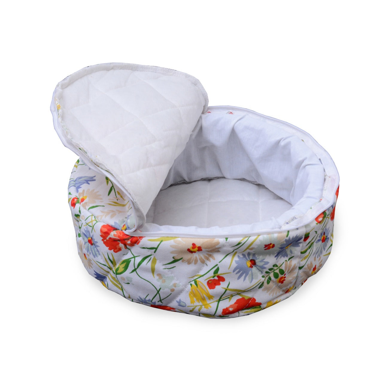 Kitchen Bread Basket Zipper Round- White Red