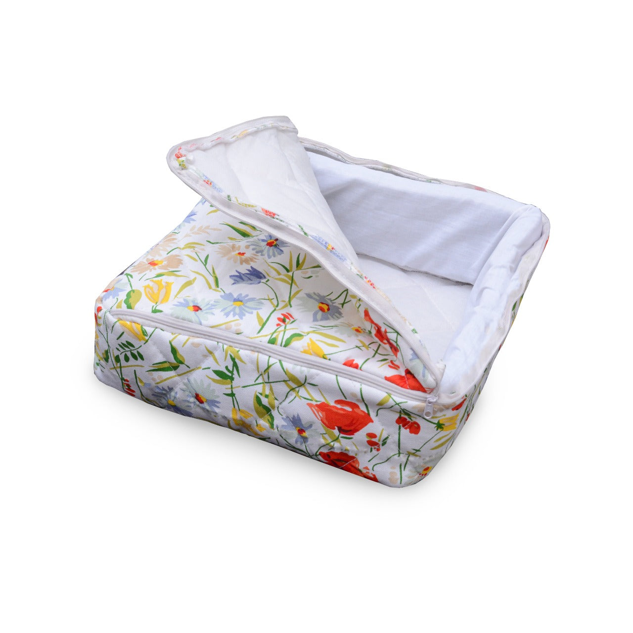 Kitchen Bread Basket Zipper Square- White Red